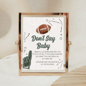 Football Baby shower zeg geen Baby teken Poster