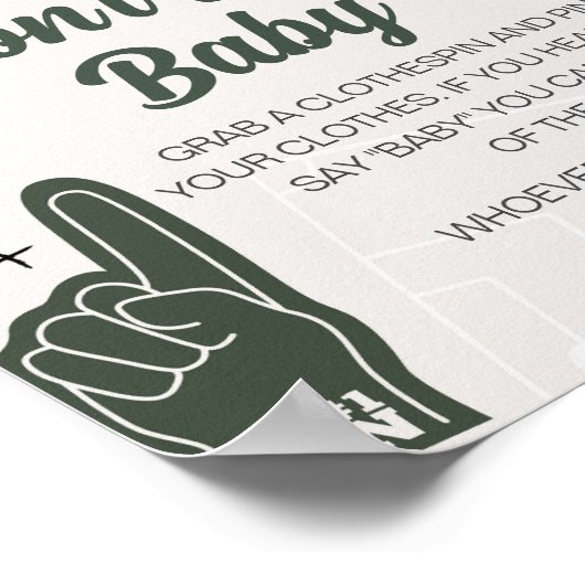 Football Baby shower zeg geen Baby teken Poster (Hoek)