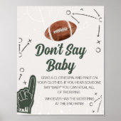 Football Baby shower zeg geen Baby teken Poster (Voorkant)