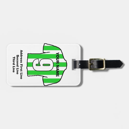Football Bagagelabel - met groen en wit Shirt (Voorkant horizontaal)