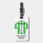 Football Bagagelabel - met groen en wit Shirt (Voorkant verticaal)
