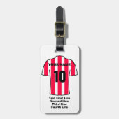 Football Bagagelabel - met rood en wit Shirt (Voorkant verticaal)