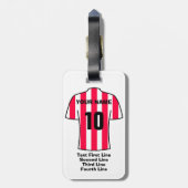 Football Bagagelabel - met rood en wit Shirt (Achterkant verticaal)