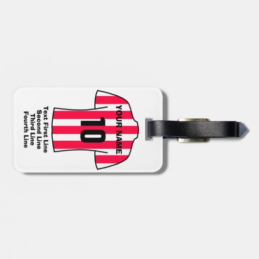 Football Bagagelabel - met rood en wit Shirt (Achterkant horizontaal)