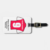 Football Bagagelabel - met rood en wit Shirt (Voorkant horizontaal)