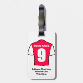 Football Bagagelabel - met rood en wit Shirt (Achterkant verticaal)