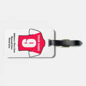 Football Bagagelabel - met rood en wit Shirt (Achterkant horizontaal)