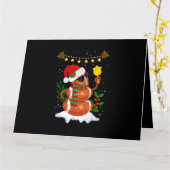 Football bal Snowman Santa Hat Vrolijk Kerstfeest Kaart (Gele Bloem)