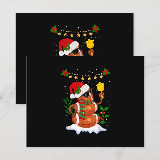 Football bal Snowman Santa Hat Vrolijk Kerstfeest RSVP Kaartje (Voorkant / Achterkant)