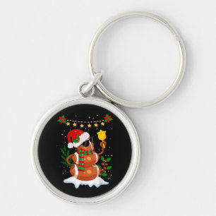 Football bal Snowman Santa Hat Vrolijk Kerstfeest Sleutelhanger