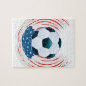 Football Ball en Red white storen Legpuzzel (Horizontaal)