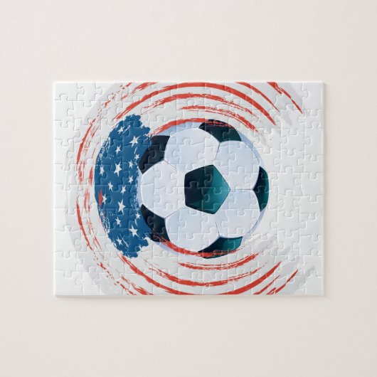 Football Ball en Red white storen Legpuzzel (Horizontaal)