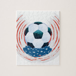 Football Ball en Red white storen Legpuzzel