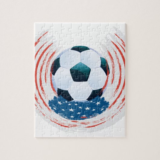 Football Ball en Red white storen Legpuzzel (Verticaal)