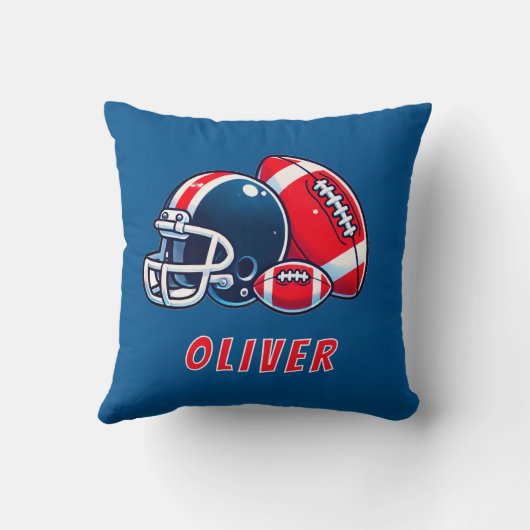 Football Ball Helm Cartoon Verjaardag Jongen Kussen (Achterkant)