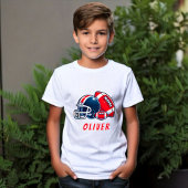 Football Ball Helm Cartoon Verjaardag Jongen T-shirt