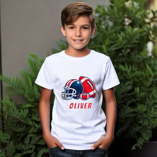Football Ball Helm Cartoon Verjaardag Jongen T-shirt