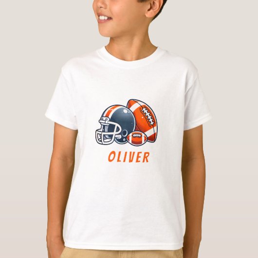 Football Ball Helm Cartoon Verjaardag Jongen T-shirt (Voorkant)