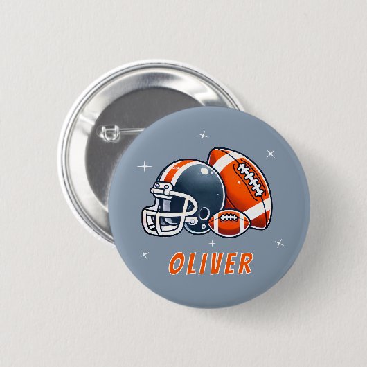 Football Ball Helmet Cartoon Verjaardagsfeest Ronde Button 5,7 Cm (Voorkant /achterkant)