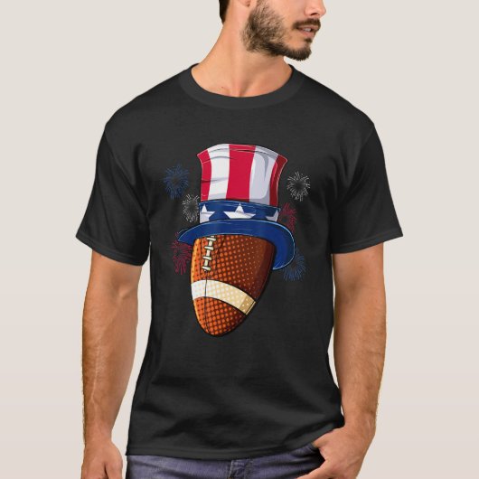 Football Ball oom Sam Pet Amerikaanse vlag 4e van  T-shirt (Voorkant)