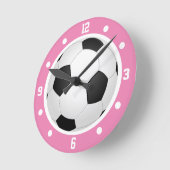 Football Ball Pink Girls Black en White Ronde Klok (Hoek)