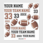 Football Ball Player Team Naam Nummer Kinder Sticker (Vel)
