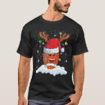Football Ball Santa Hoed Rendier Merry Christmas L T-shirt<br><div class="desc">Football Ball Santa Hat Rendier Vrolijk kerstlicht</div>