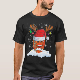 Football Ball Santa Hoed Rendier Merry Christmas L T-shirt