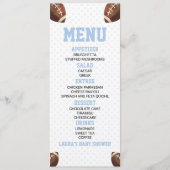 Football Ball Sports Blauw Baby shower Voedsel Menu (Voorkant)