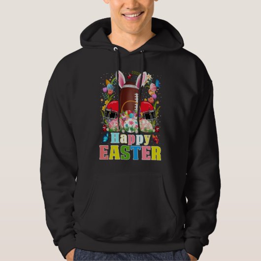 Football Ball With Bunny Ears Easter Day Men Boys  Hoodie (Voorkant)