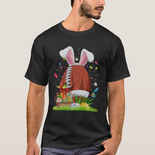 Football Ball With Bunny Ears Easter Day Men Boys  T-shirt (Voorkant)