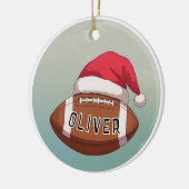 Football Ball with Red Santa Hat Name Christmas Keramisch Ornament (Links)