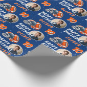 Football Ballenhelm Cartoon Foto Verjaardag Cadeaupapier (Hoek)