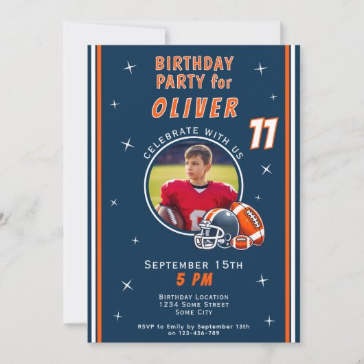 Football Ballenhelm Cartoon Foto Verjaardag Kaart (Voorkant)