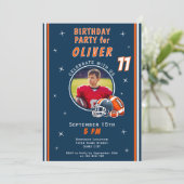 Football Ballenhelm Cartoon Foto Verjaardag Kaart (Staand voorkant)