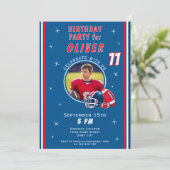 Football Ballenhelm Cartoon Foto Verjaardag Kaart (Staand voorkant)