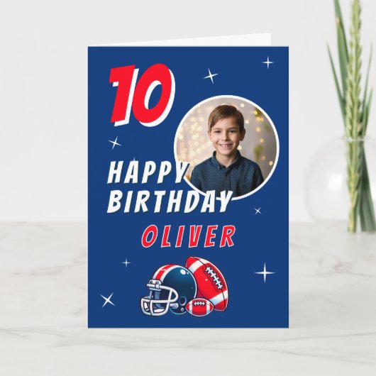 Football Ballenhelm Cartoon Foto Verjaardag Kaart (Voorkant)