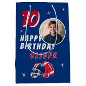 Football Ballenhelm Cartoon Foto Verjaardag Medium Cadeauzakje (Voorkant)