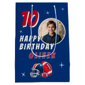 Football Ballenhelm Cartoon Foto Verjaardag Medium Cadeauzakje (Achterkant)