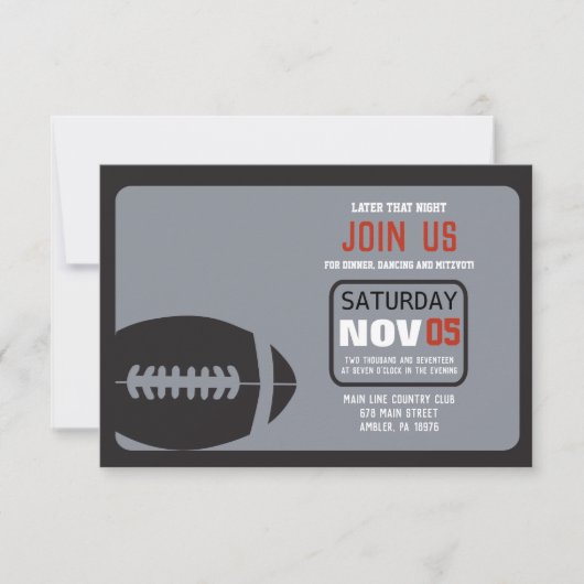 FOOTBALL Bar Mitzvah Invitation Party Kaart (Voorkant)