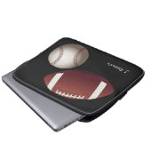 Football Baseball Naam Monogram Laptop Hoesje Laptop Sleeve (Voorkant onderkant)