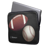 Football Baseball Naam Monogram Laptop Hoesje Laptop Sleeve (Voorkant Links)