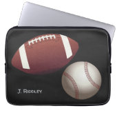 Football Baseball Naam Monogram Laptop Hoesje Laptop Sleeve (Voorkant)