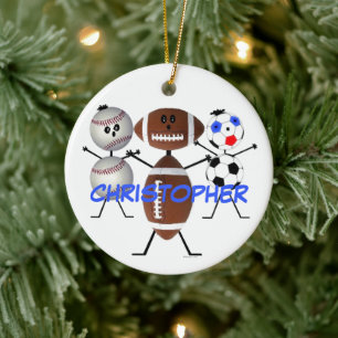 Football Baseball Soccer CUSTOM Cartoon Keramisch Ornament