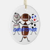 Football Baseball Soccer CUSTOM Cartoon Keramisch Ornament (Rechts)
