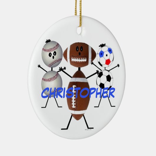 Football Baseball Soccer CUSTOM Cartoon Keramisch Ornament (Rechts)