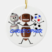 Football Baseball Soccer CUSTOM Cartoon Keramisch Ornament (Voorkant)