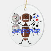 Football Baseball Soccer CUSTOM Cartoon Keramisch Ornament (Links)