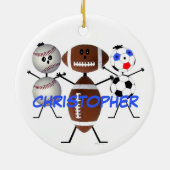 Football Baseball Soccer CUSTOM Cartoon Keramisch Ornament (Achterkant)