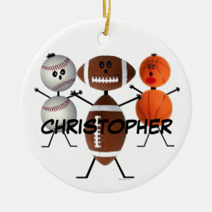 Football Basketbal Cartoon Keramisch Ornament